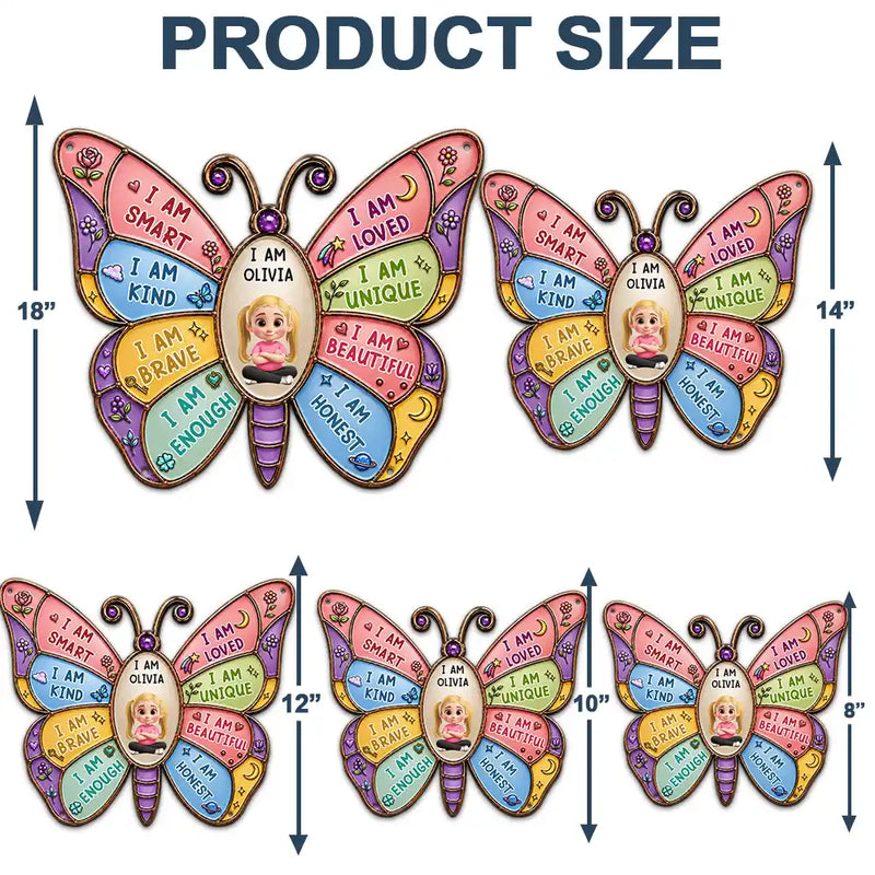Adorable, Back To School, Gift For Kids, Vector - I Am Smart Kind Brave Butterfly Flower Rainbow - Personalized Custom Shaped Metal Sign
