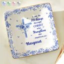 Christian,Gift For Yourself,Christmas - I Can Do All Things Through Christ Who Strengthens Me Toile Flower - Personalized Ring Dish
