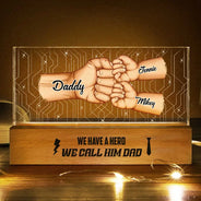 Gift For Grandpa, Gift For Father, Love - I Have A Hero - Personalized Rectangle LED Light
