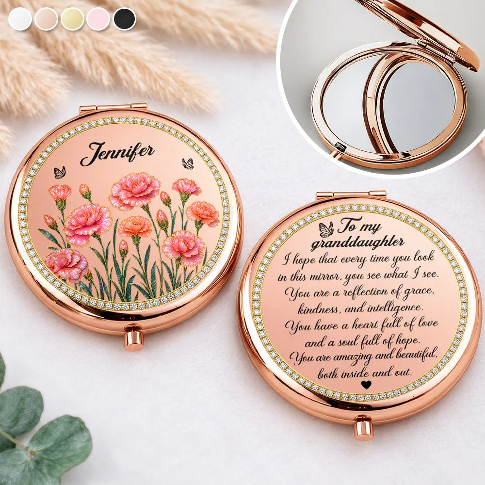 I Hope You See What I See Gift For Granddaughter Daughter Birth Flower - Personalized Compact Mirror