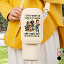 Gardening, Gift For Women, Happy, Pet Lovers, Pet Mom, Dog Lovers, Dog Mom - I Just Want To Work In My Garden - Personalized Bottle Carrier Bag