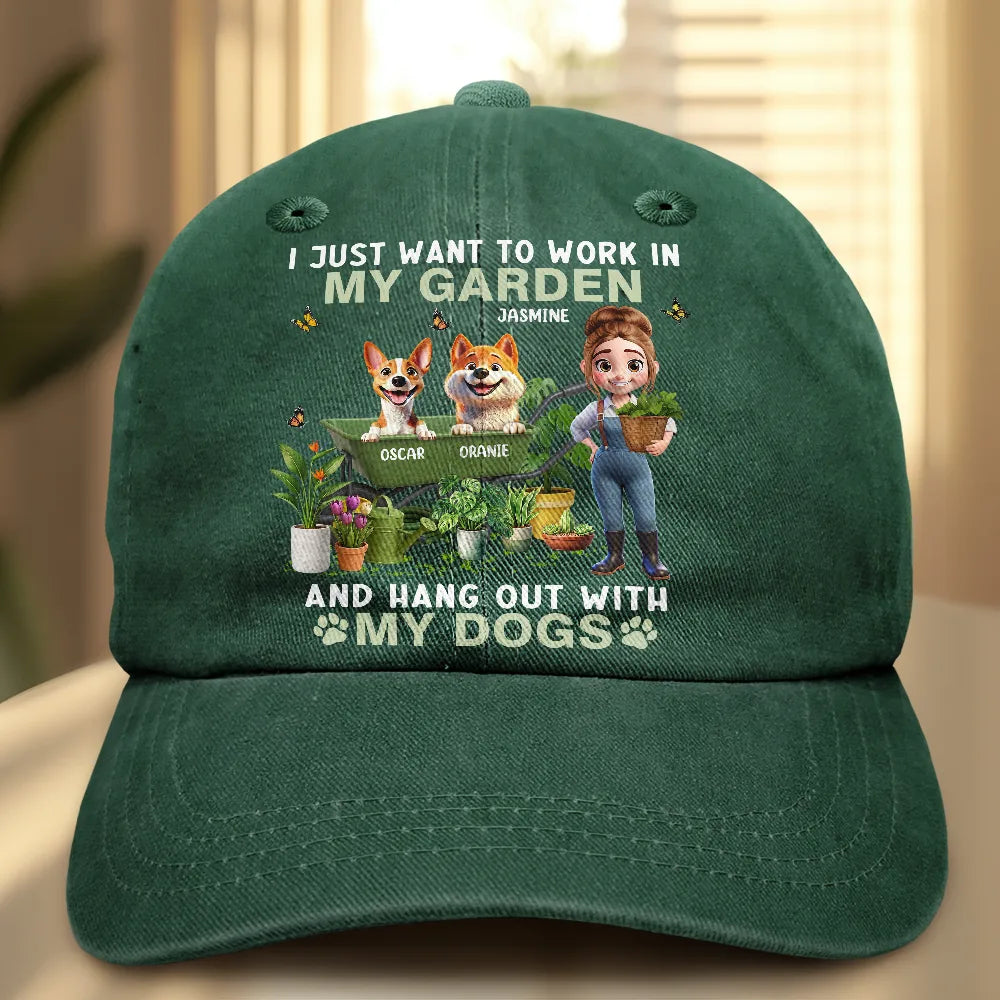 I Just Want To Work In My Garden - Personalized Vintage Washed Denim Cap
