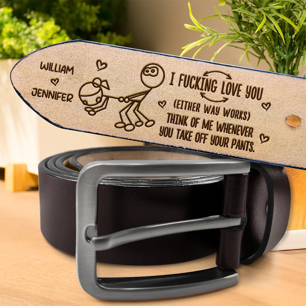 Gift For Couples,Gift For Husband,Gift For Boyfriend - I Love You Either Way - Personalized Engraved Leather Belt