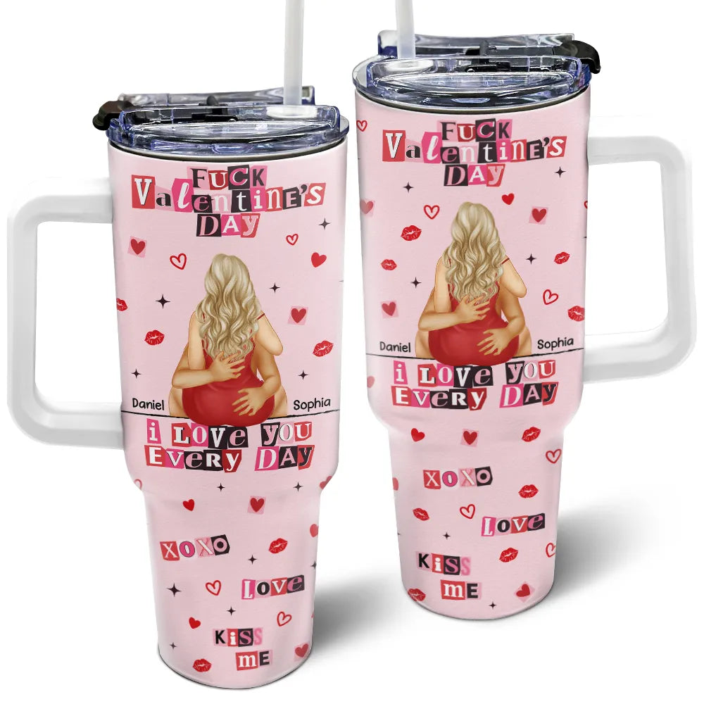 Old Couples,Gift For Couples,Gift For Husband,Gift For Wife,Gift For Boyfriend,Gift For Girlfriend,Love - I Love You Every Day Ransom Note Style - Personalized 40oz Tumbler With Straw