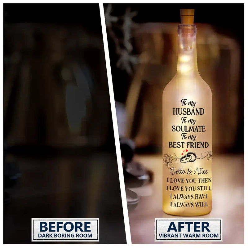 Gift For Couples,Gift For Husband,Gift For Wife,Gift For Boyfriend,Gift For Girlfriend,Custom Photo,Love - I Love You Then I Love You Still - Personalized Bottle Light
