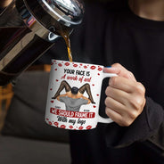 Gift For Couples,Old Couples,Gift For Husband,Gift For Wife,Gift For Boyfriend,Gift For Girlfriend,Custom Photo,Love - I Love Your Face Timber Couple - Personalized White Edge-to-Edge Mug