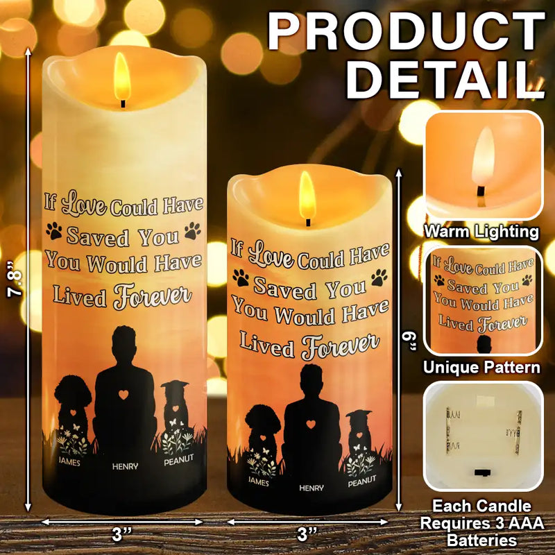 Gift For Women,Gift For Men,Christmas,Dog Lovers,Dog Mom,Dog Dad,Memorial,Sad - I Loved You Your Whole Life Memorial - Personalized Flameless LED Candle