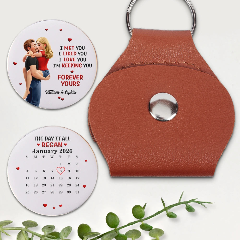 I Met You Liked You Love You Forever - Personalized Leather Pocket Hug