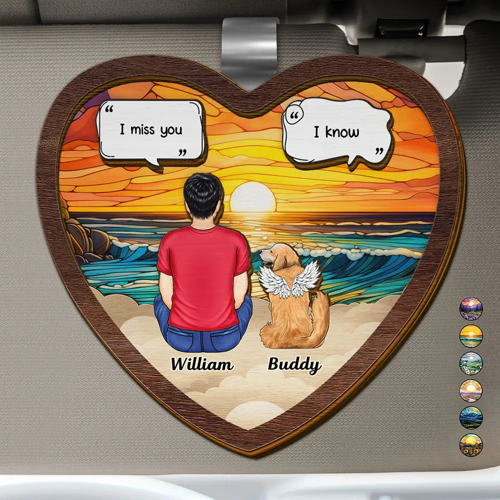 Pet Lovers, Cat Lovers, Dog Lovers, Dog Dad, Dog Mom - I Miss You Memorial Dog Cat - Personalized Custom Shaped Car Visor Clip