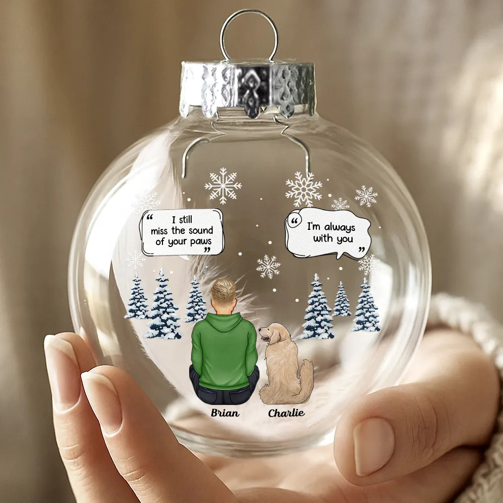 Christmas,Pet Lovers,Memorial,Sad - I Miss You Memorial Pet Loss - Personalized Glass Bauble Ornament