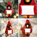Family,Memorial,Sad,Christmas - Custom Photo Memorial Always In Our Heart - Personalized Crochet Cardinal Bird Hanging Decoration