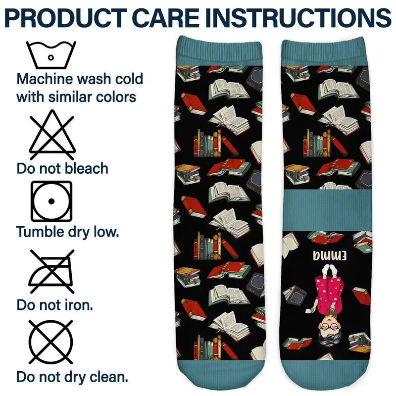 Gift For Yourself, Gift For Women, Reading, Happy, Gift For Men, Christmas - I Really Do Need All These Books - Personalized Socks