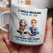 Mom - Sons,Mom - Daughters (Adult),Gift For Daughter,Gift For Son,Funny - I Smile Because You Are My Daughter Son - Personalized Marble Mug