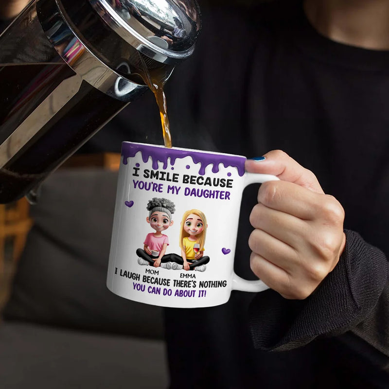 Dad - Daughters (Adult),Gift For Daughter,Mom - Daughters (Adult),Dad - Sons,Mom - Sons,Gift For Son,Happy - I Smile Because You Are My Daughter Son - Personalized White Edge-to-Edge Mug