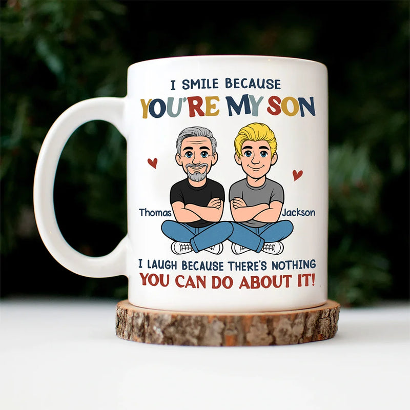 Gift For Wife,Gift For Mother,Mom - Sons,Gift For Daughter,Mom - Daughters (Adult),Dad - Daughters (Adult),Dad - Sons,Gift For Son,Funny - I Smile Because You Are My Daughter Son Retro - Personalized Mug