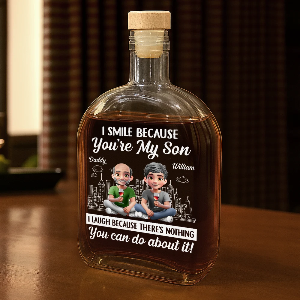 Dad - Sons, Gift For Son, Mom - Sons, Happy - I Smile Because You're My Son - Personalized Whiskey Bottle
