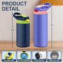 Adorable,Back To School,Gift For Kids,Vector - Adorable Kid Getting Ready For School - Personalized Insulated Water Bottle With Straw