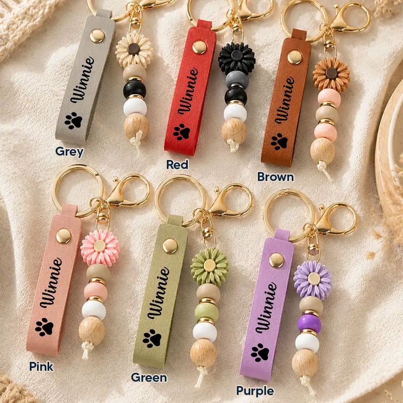 Sentimental,Family,Memorial,Icon - I Will Carry You With Me Until I See You Again - Personalized Leather Beaded Keychain
