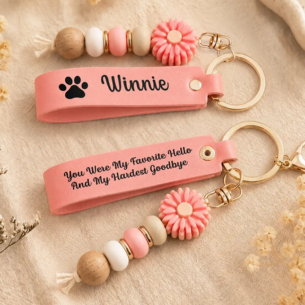 I Will Carry You With Me Until I See You Again - Personalized Leather Beaded Keychain