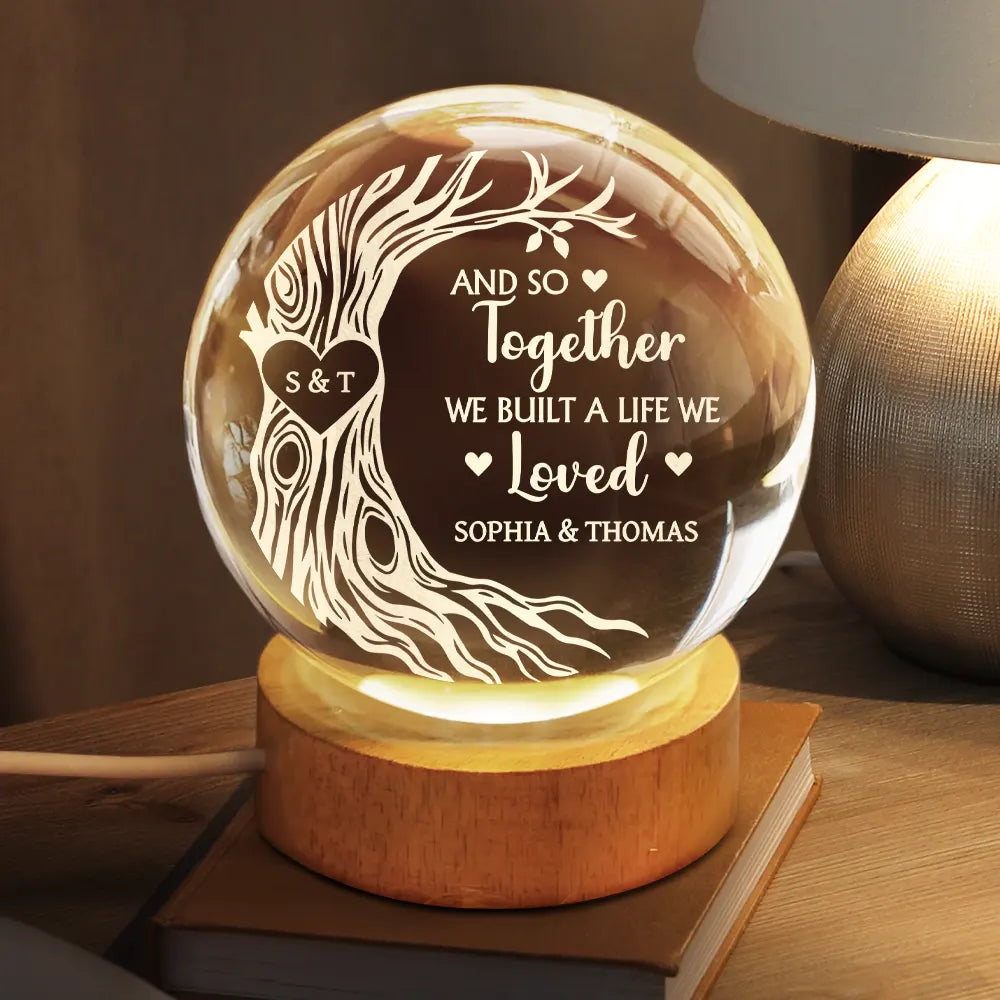 Gift For Couples,Gift For Boyfriend,Gift For Girlfriend,Gift For Husband,Gift For Wife,Love - I Wood Marry You All Over Again - Gift For Couples - Personalized Crystal Globe Lamp