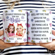 Gift For Mother,Mom - Daughters (Adult),Funny - I'd Walk Through Fire For You Mom - Personalized White Edge-to-Edge Mug