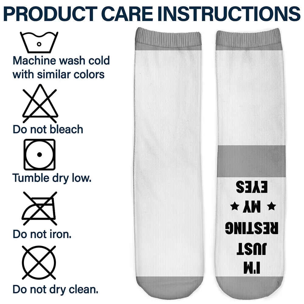 Gift For Father,Gift For Grandpa,Gift For Men,Non-Eng,Vector,Humorous - I'm Just Resting My Eyes - Personalized Socks
