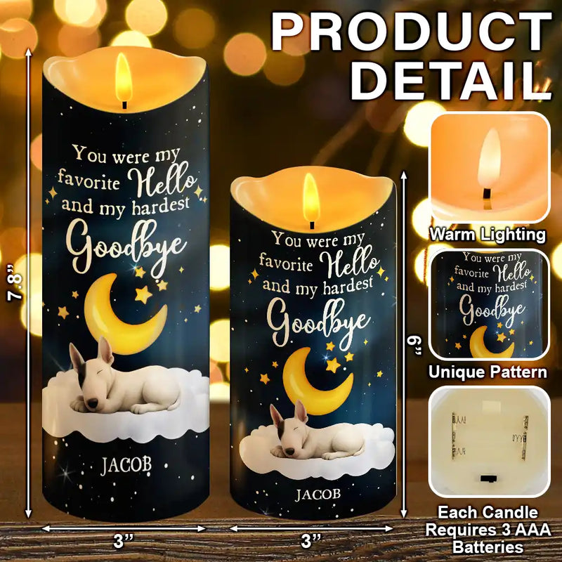 Dog Lovers,Dog Mom,Dog Dad,Gift For Women,Gift For Men,Christmas,Sad - If Love Could Have Saved You Memorial Dog Sleeping - Personalized Flameless LED Candle