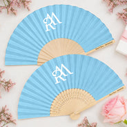 Grateful,Gift For Bestie,Wedding,Intertwined Monogram - Intertwined Monogram Initial Couple Name - Personalized Hand Folding Fans