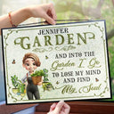 Gardening,Gift For Women,Love - Into The Garden I Go 3D Effect Gardening Woman - Personalized Horizontal Stained Glass Suncatcher