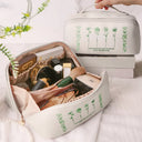 Gift For Bestie,Old Best friends,Happy - It Takes A Long Times To Grow An Old Best Friends Toile De Jouy Pattern - Personalized Leather Makeup Bag