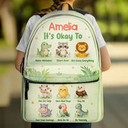 Gift For Kids, Back To School - It's Okay To Animals - Personalized Canvas Backpack
