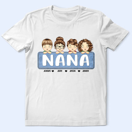 Jeans Pattern Mom Nana And Kids - Personalized T Shirt