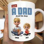 Gift For Father,Dad - Children,Happy - Just A Dad And His Girl 3D Cartoon - Personalized Mug
