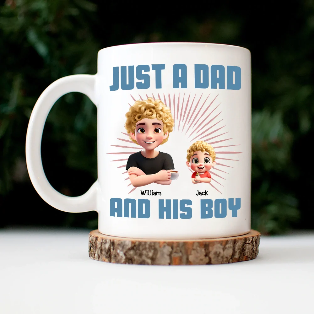 Gift For Father,Dad,Children - Just A Dad And His Girl 3D Effect Crossed Arms - Personalized Mug