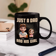 Gift For Father,Dad,Children - Just A Dad And His Girl 3D Effect Crossed Arms - Personalized Mug