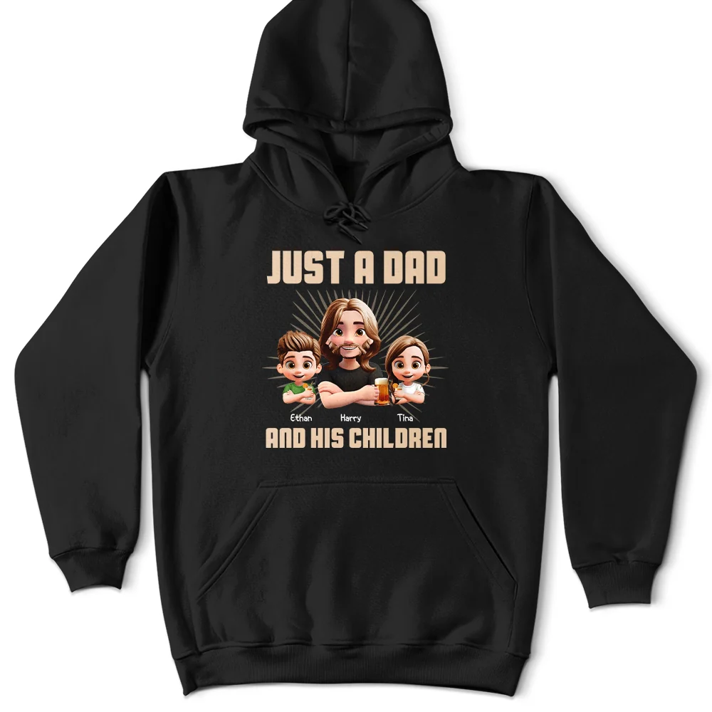 Gift For Father, Dad - Daughters (Young), Dad - Children, Happy - Just A Dad And His Girl 3D Effect Crossed Arms - Personalized T Shirt