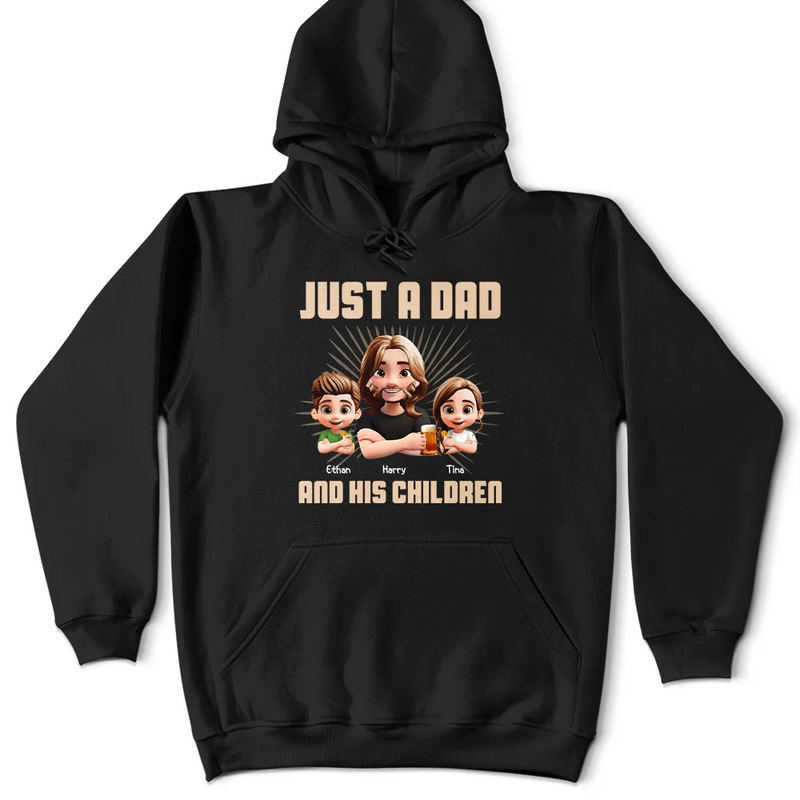 Gift For Father, Dad - Daughters (Young), Dad - Children, Happy - Just A Dad And His Girl 3D Effect Crossed Arms - Personalized T Shirt