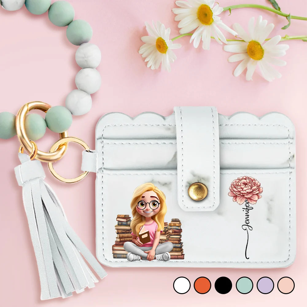 Just A Girl Who Love Books - Personalized Keychain Wristlet Leather Wallet