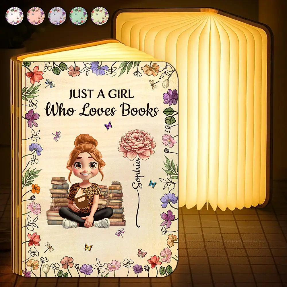 Reading, Gift For Yourself, Happy, Gift For Women - Just A Girl Who Loves Reading - Personalized Book Lamp