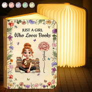Reading, Gift For Yourself, Happy, Gift For Women - Just A Girl Who Loves Reading - Personalized Book Lamp