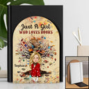 Reading, Happy, Gift For Yourself - Just A Girl Who Loves - Personalized Wood Book Ends