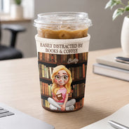 Christmas,Cozy,Reading,Gift For Yourself,Vector - Just A Girl Who Loves Books - Personalized Iced Coffee Sleeve