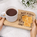 Gift For Yourself,Gift For Women,Gift For Men,Happy,Reading - Just A Girl Who Loves Books And Coffee - Personalized Serving Board With Cup Holder