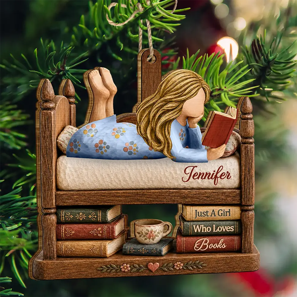 Just A Girl Who Loves Books Bookish Gifts For Book Lovers - Personalized Custom Shaped Wooden Ornament