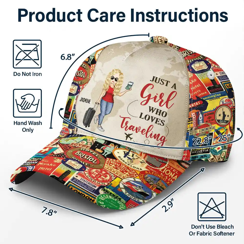 Travel, Gift For Yourself, Happy, Gift For Men, Gift For Women - Just A Girl Who Loves Traveling - Personalized Classic Cap