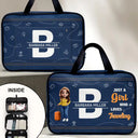 Gift For Women,Gift For Men,Summer,Travel,Gift For Yourself,Happy - Just A Girl Who Loves Traveling 3D Effect - Personalized Toiletry Bag