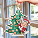 Gift For Kids, New Baby - Custom Photo Christmas Tree Baby Santa - Personalized Suncatcher Ornament