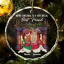 Gift For Bestie - Merry Christmas To A Very Special Best Friend - Personalized Circle Glass Ornament