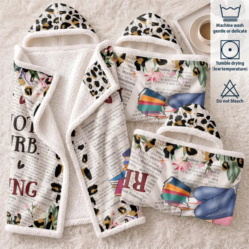 Gift For Yourself - Leopard My Reading Blanket - Personalized Wearable Hooded Blanket