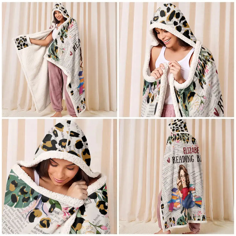 Gift For Yourself - Leopard My Reading Blanket - Personalized Wearable Hooded Blanket